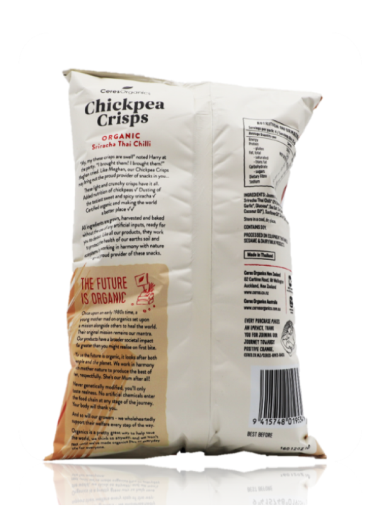 Ceres Organics Sriracha Thai Chilli Chickpea Crisps 100g - Healthy Essentials Australia - health food store - health food stores - health food store near me - organic food store - health food store near me