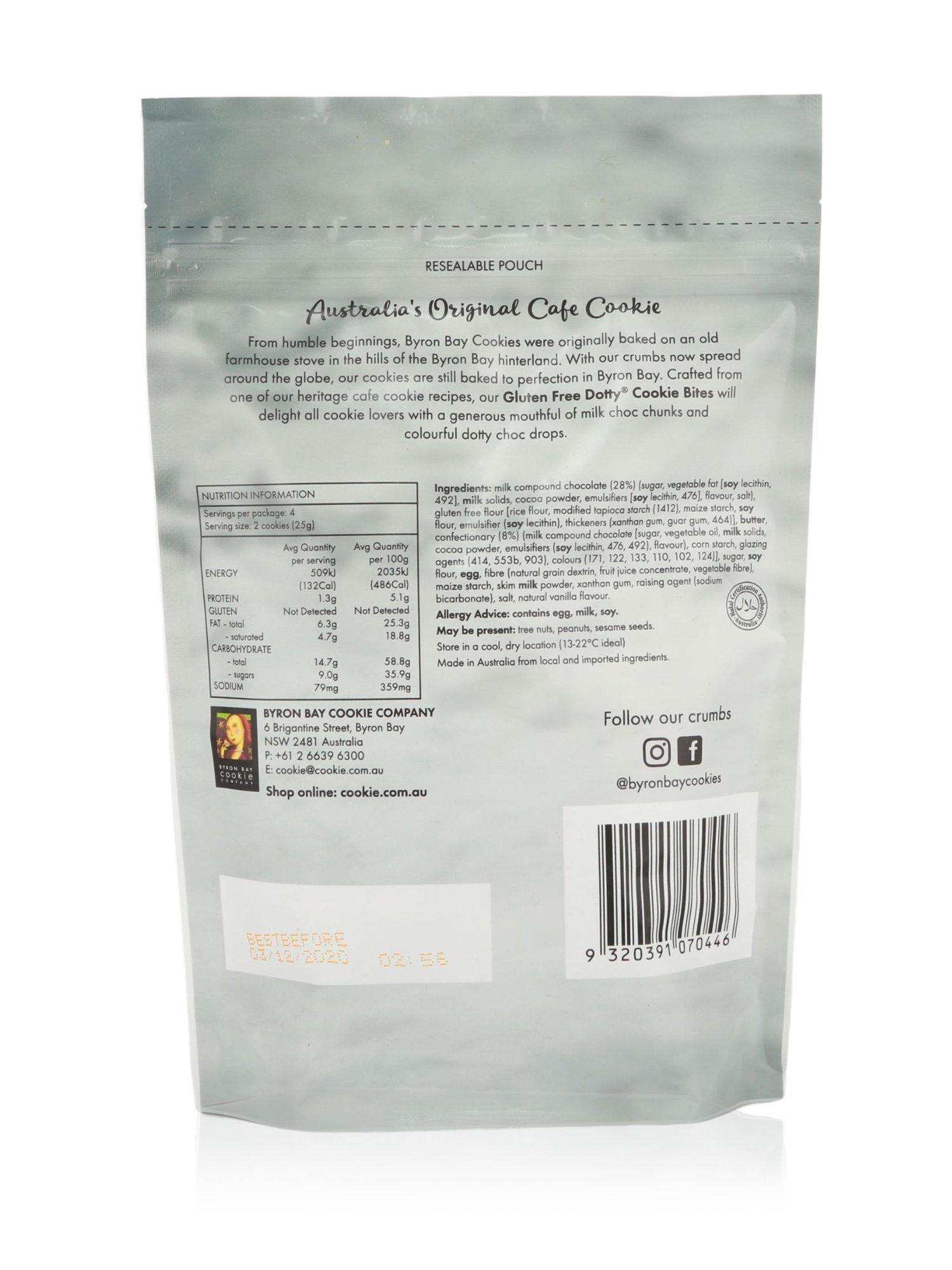 Byron Bay Cookies GF Dotty Cookie Pouch 100g - Healthy Essentials Australia - health food store - health food stores - health food store near me - organic food store - health food store near me