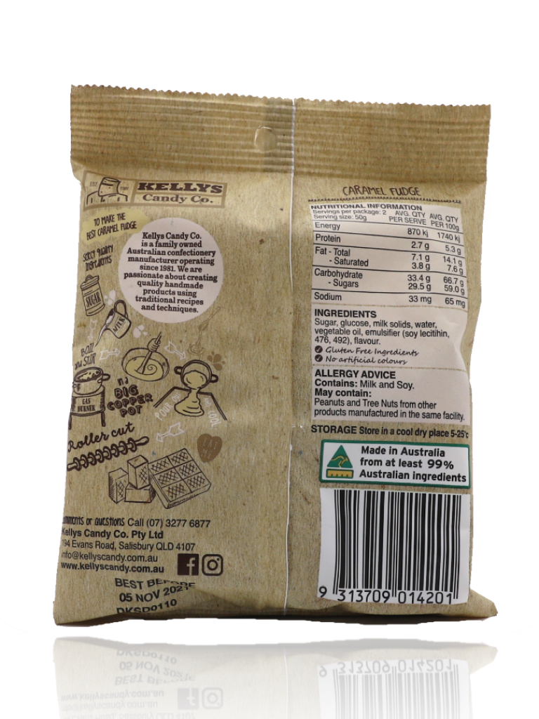 Kelly's Candy Co Caramel Fudge 100g - Healthy Essentials Australia - health food store - health food stores - health food store near me - organic food store - health food store near me