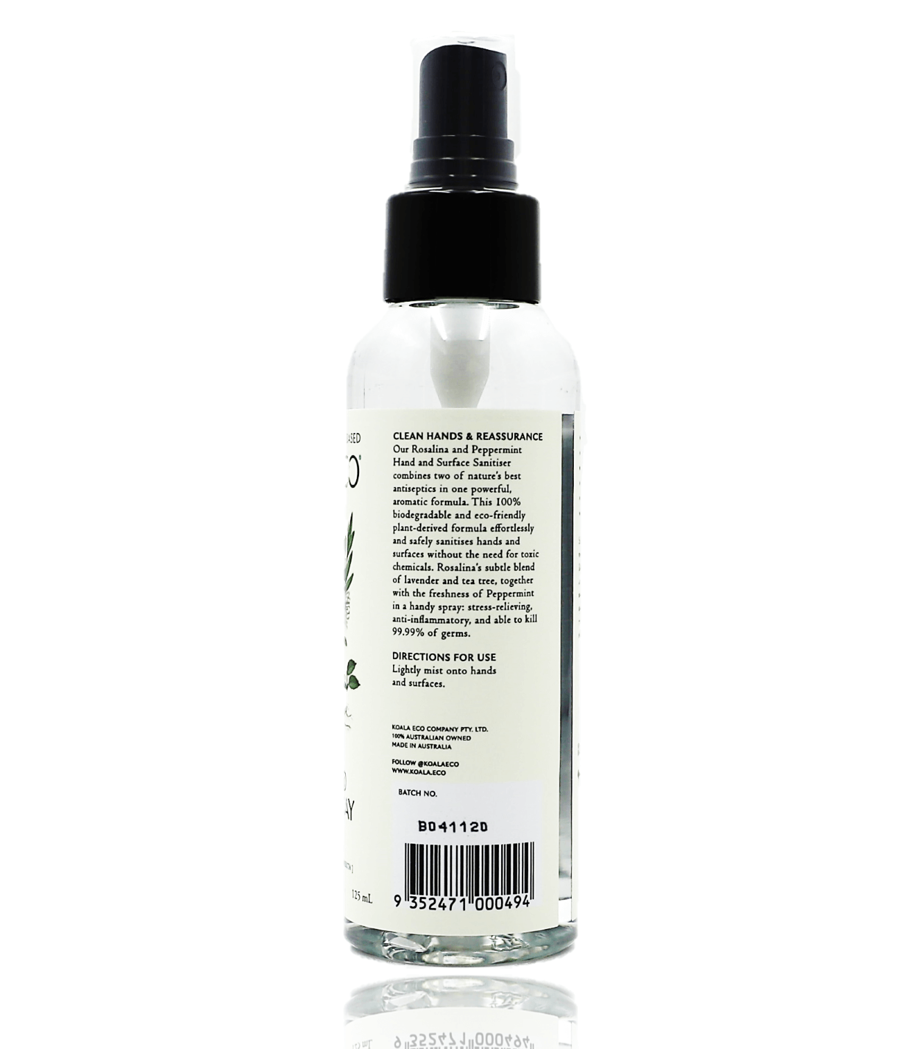 Koala Eco Hand & Surface Spray with Rosalina & Peppermint 125ml