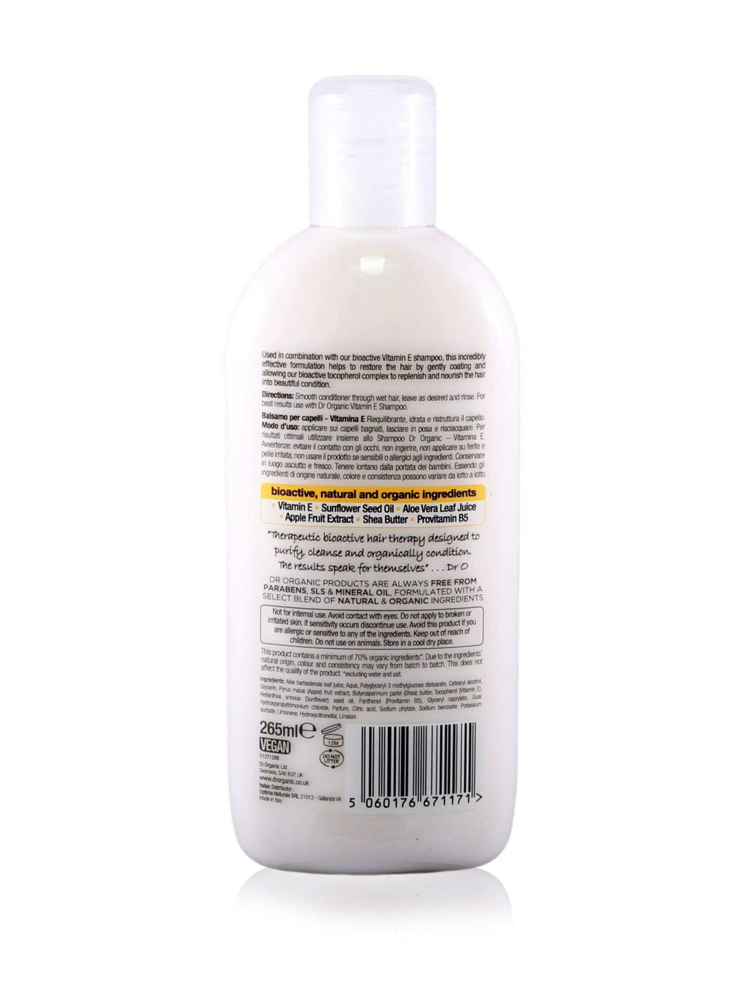 Dr Organic Conditioner Vitamin E 265ml - Healthy Essentials Australia - health food store - health food stores - health food store near me - organic food store - health food store near me