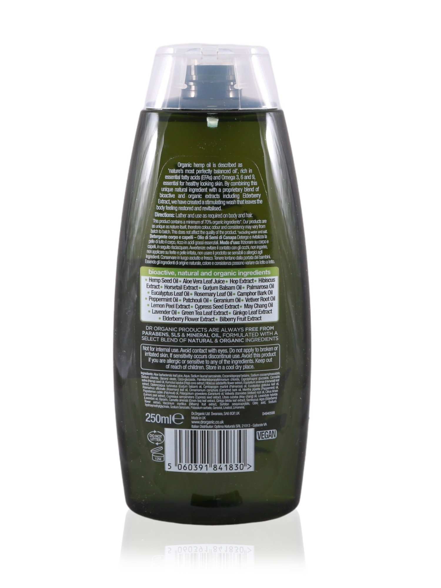 Dr Organic Body Wash Hemp Oil 250ml - Healthy Essentials Australia - health food store - health food stores - health food store near me - organic food store - health food store near me
