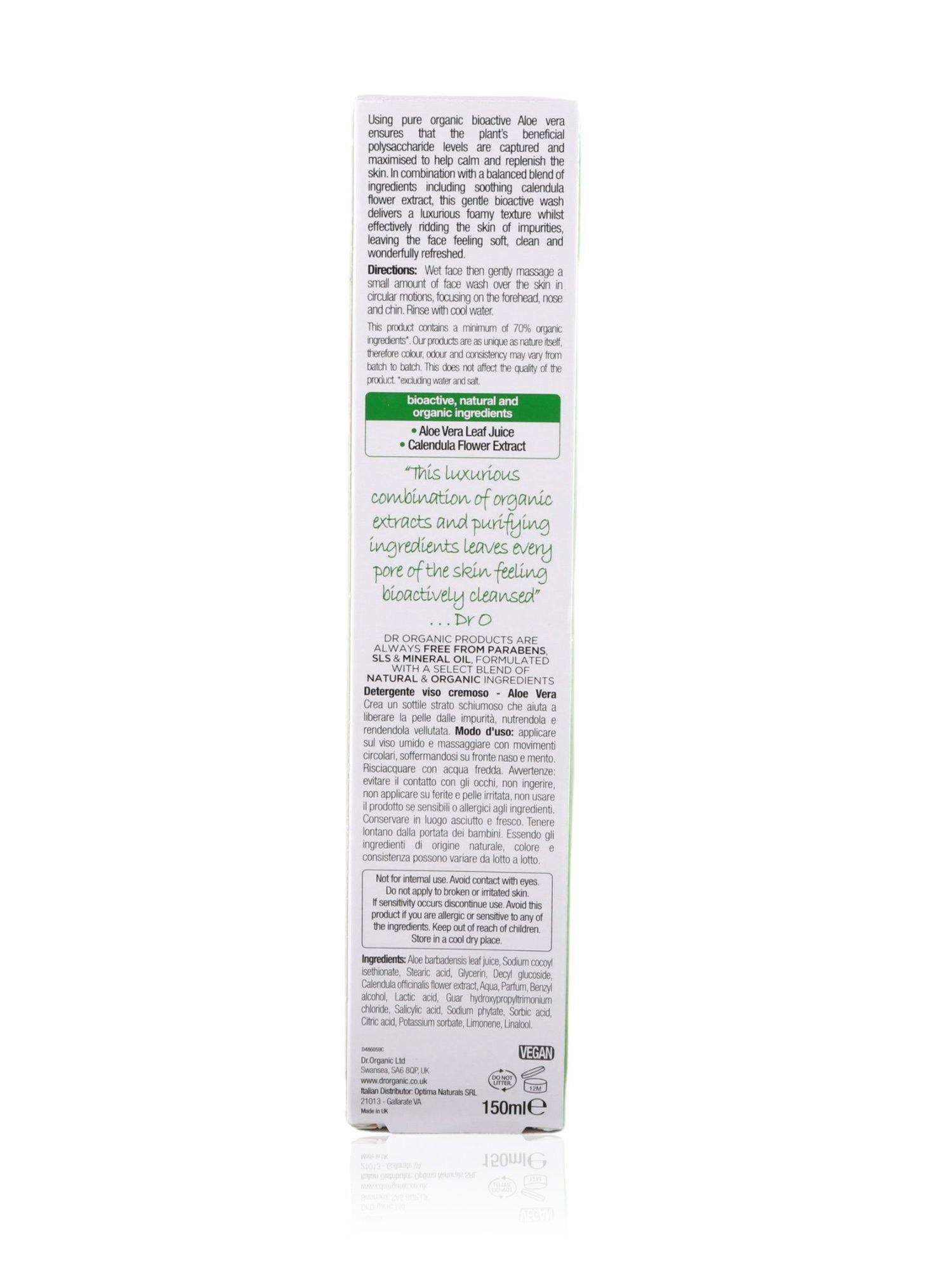 Dr Organic Creamy Face Wash Aloe Vera 150ml - Healthy Essentials Australia - health food store - health food stores - health food store near me - organic food store - health food store near me