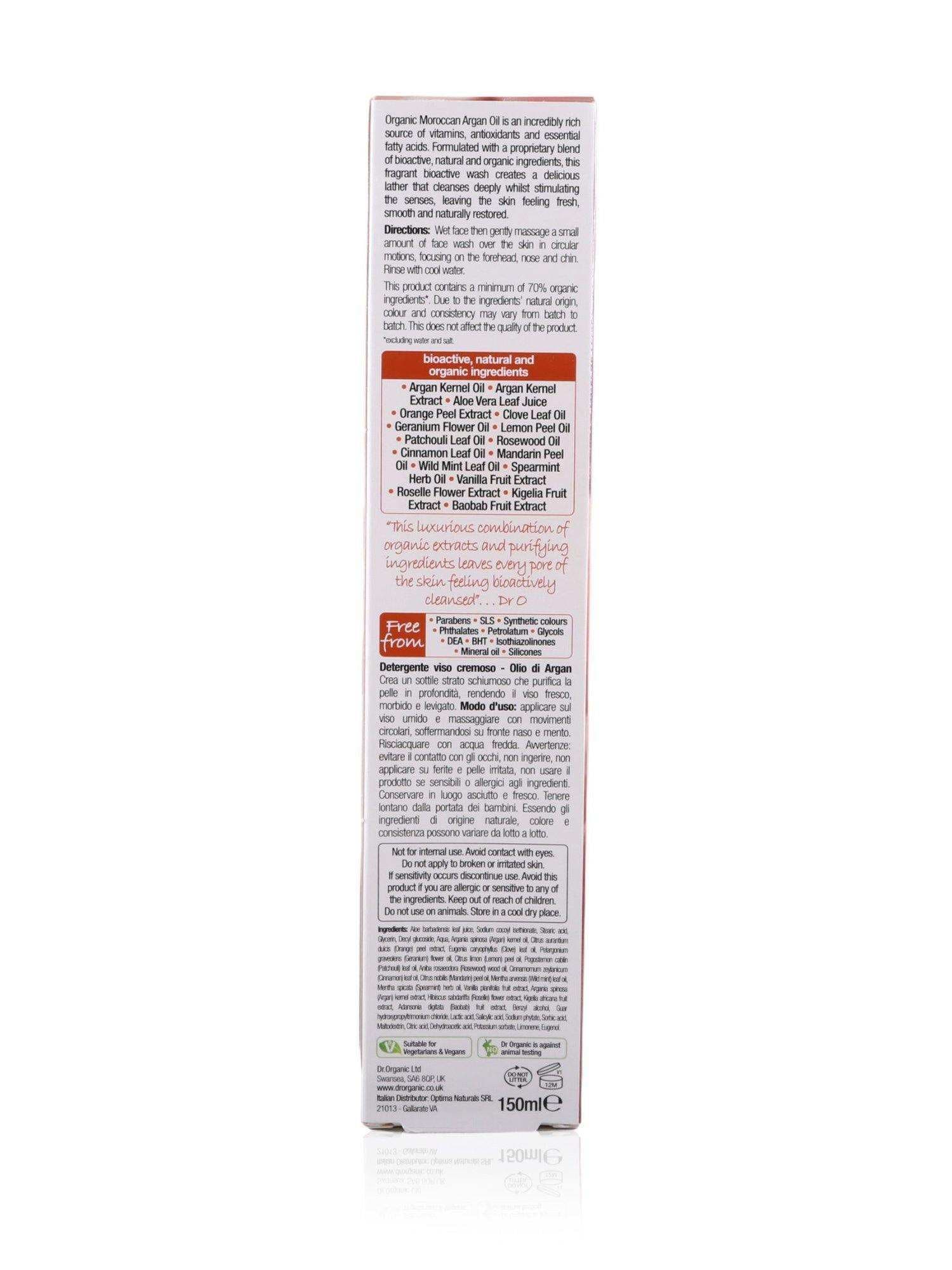 Dr Organic Creamy Face Wash Argan Oil 150ml - Healthy Essentials Australia - health food store - health food stores - health food store near me - organic food store - health food store near me